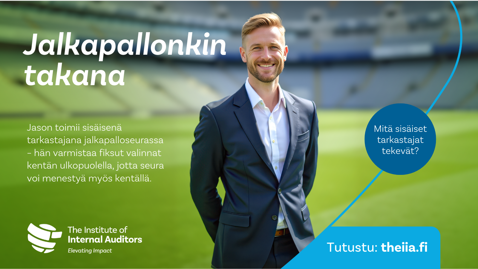 IA-month_Kampanjakuva_1600x900: sisäinen tarkastaja Jason ja jalkapalloaiheinen teksti